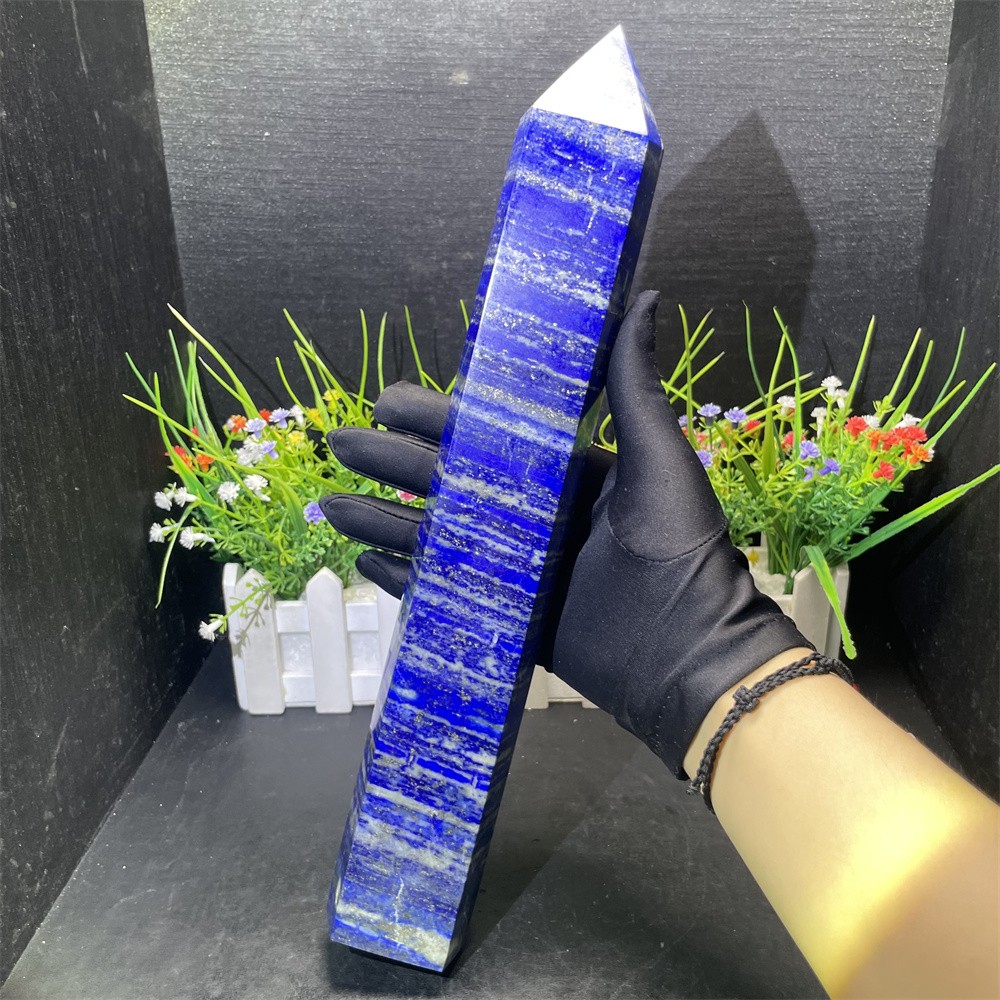 3.7LB 12.9″ Natural Lapis Lazuil Obelisk Tower Crystal Quartz Reiki Healing