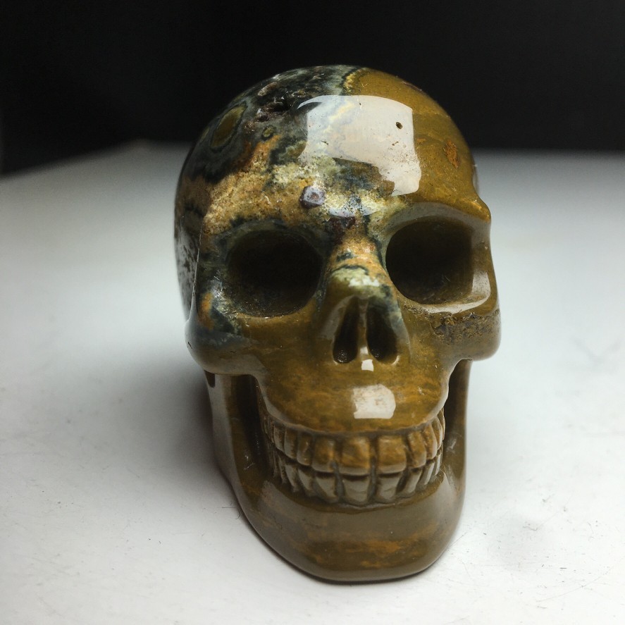 2.0″Natural Crystal Mineral Specimen.Ocean Jasper.Hand-carved SKULL.Statue.CH