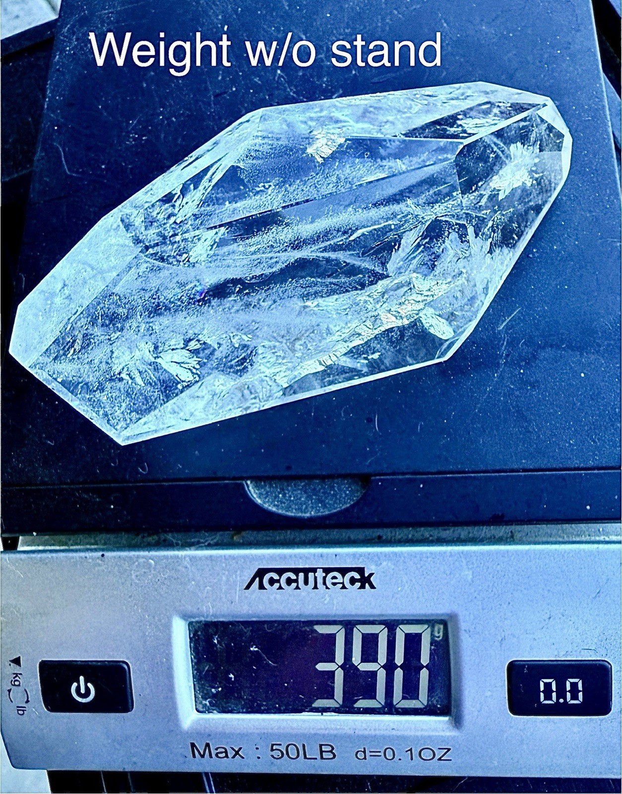HIGHEST QUALITY CLEAR Quartz Crystal Geometric Freeform 472gr my bEST w/Stand