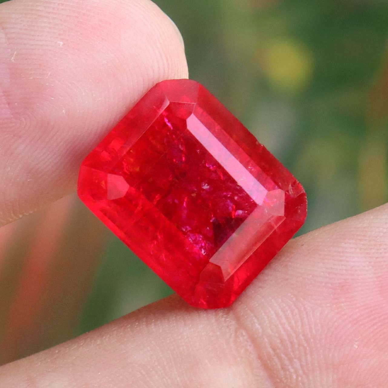 Natural Red Beryl Bixbite From Utah Certified Emerald Cut Loose Gemstone 12 Ct
