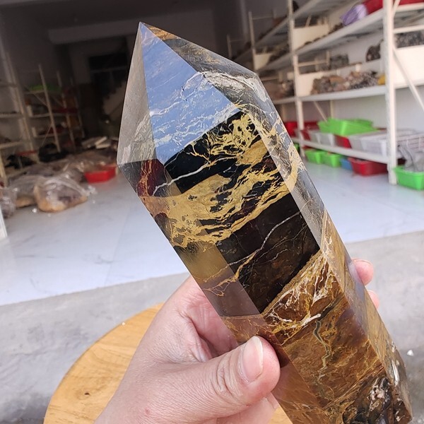 735g WOW! Natural Rare Pietersite Crystal Obelisk Quartz Tower Point Healing