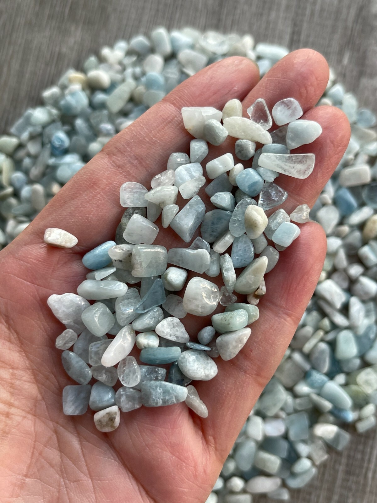 Grade A++ Aquamarine Semi Tumbled Gemstone Mini Chips 4 -12mm,Wholesale Bulk Lot