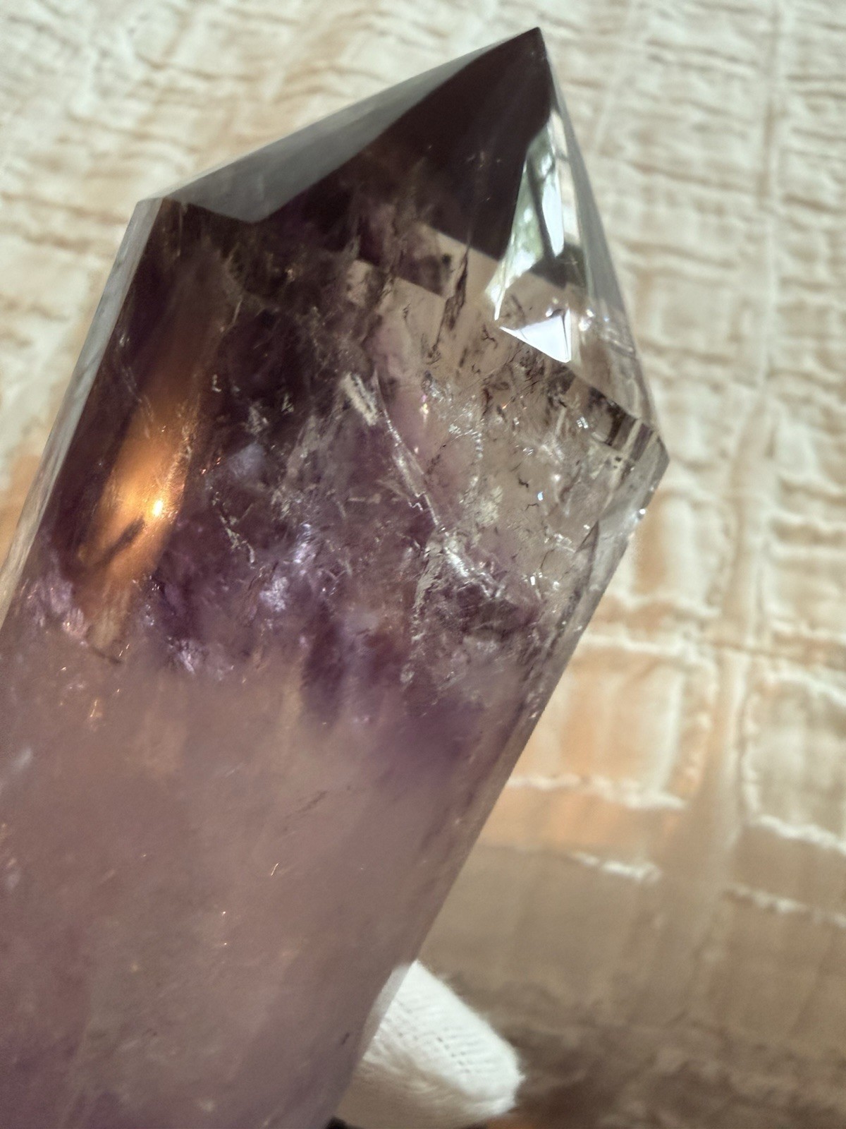 9-1/2in Amethyst Vogel Style 24-Sided Crystal Wand With Stand