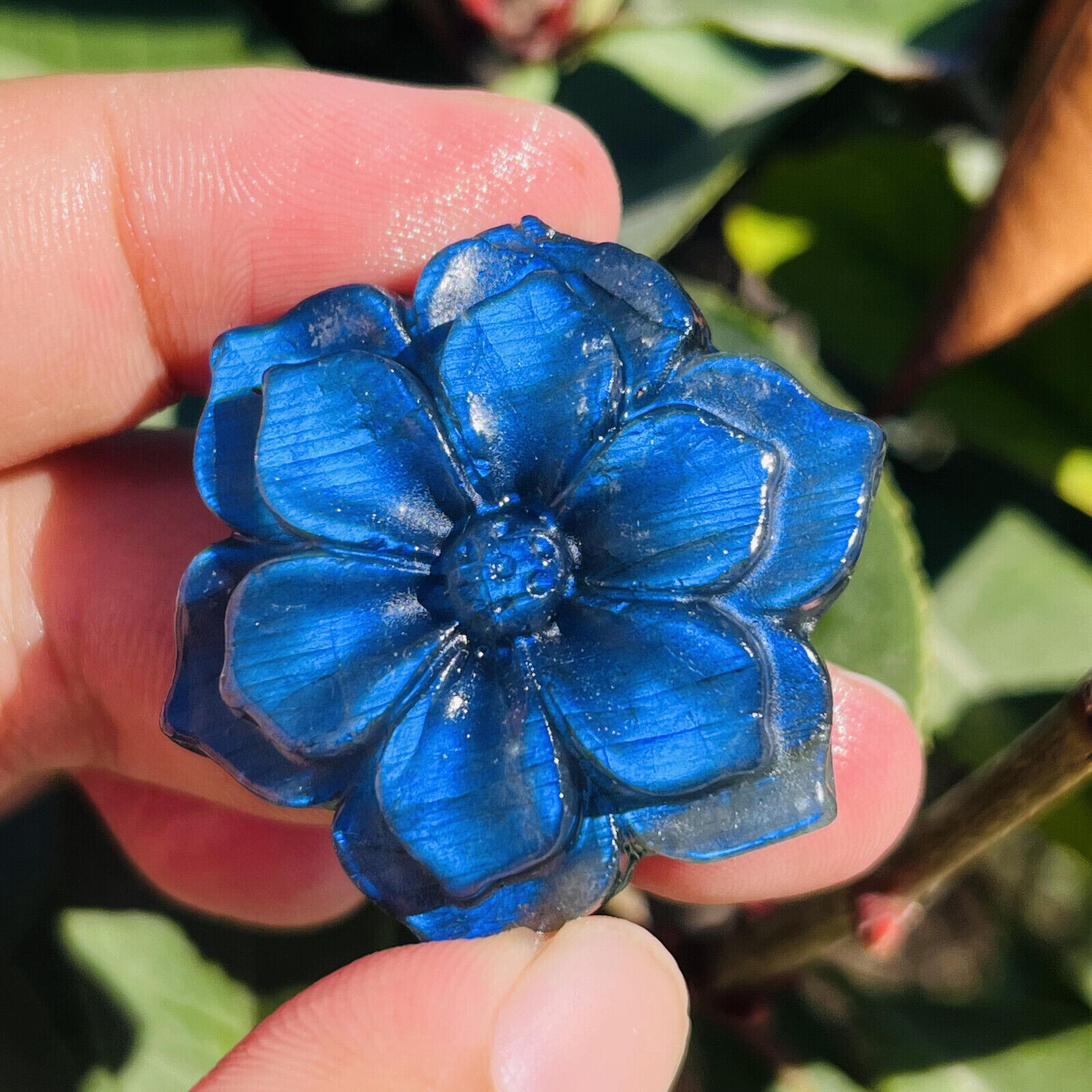 Natural Labradorite Quartz Hand Carved Flower Skull Crystal Reiki healing 1pc