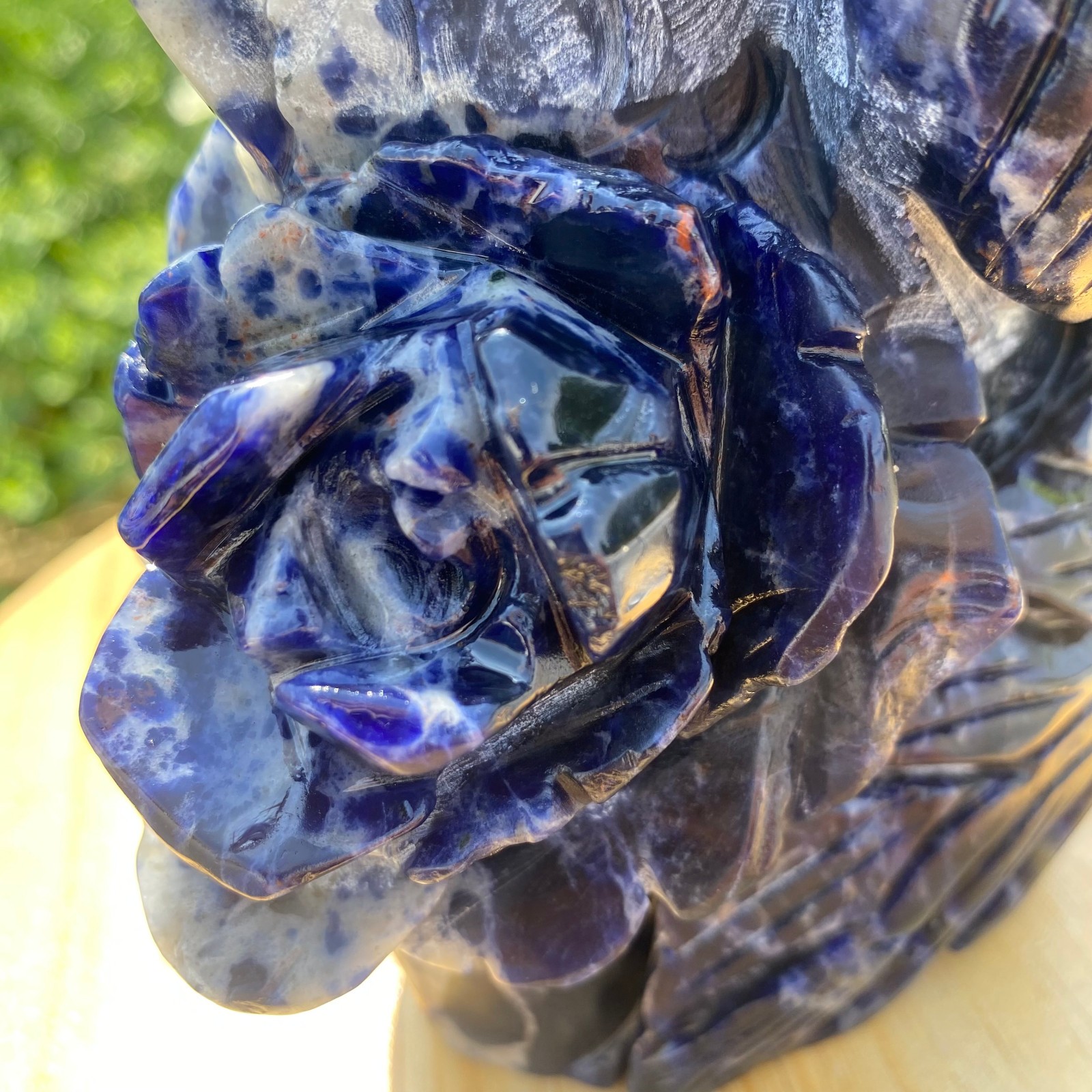 4.62LB Natural Blue Vein Stone Phoenix Carving, Home Decoration