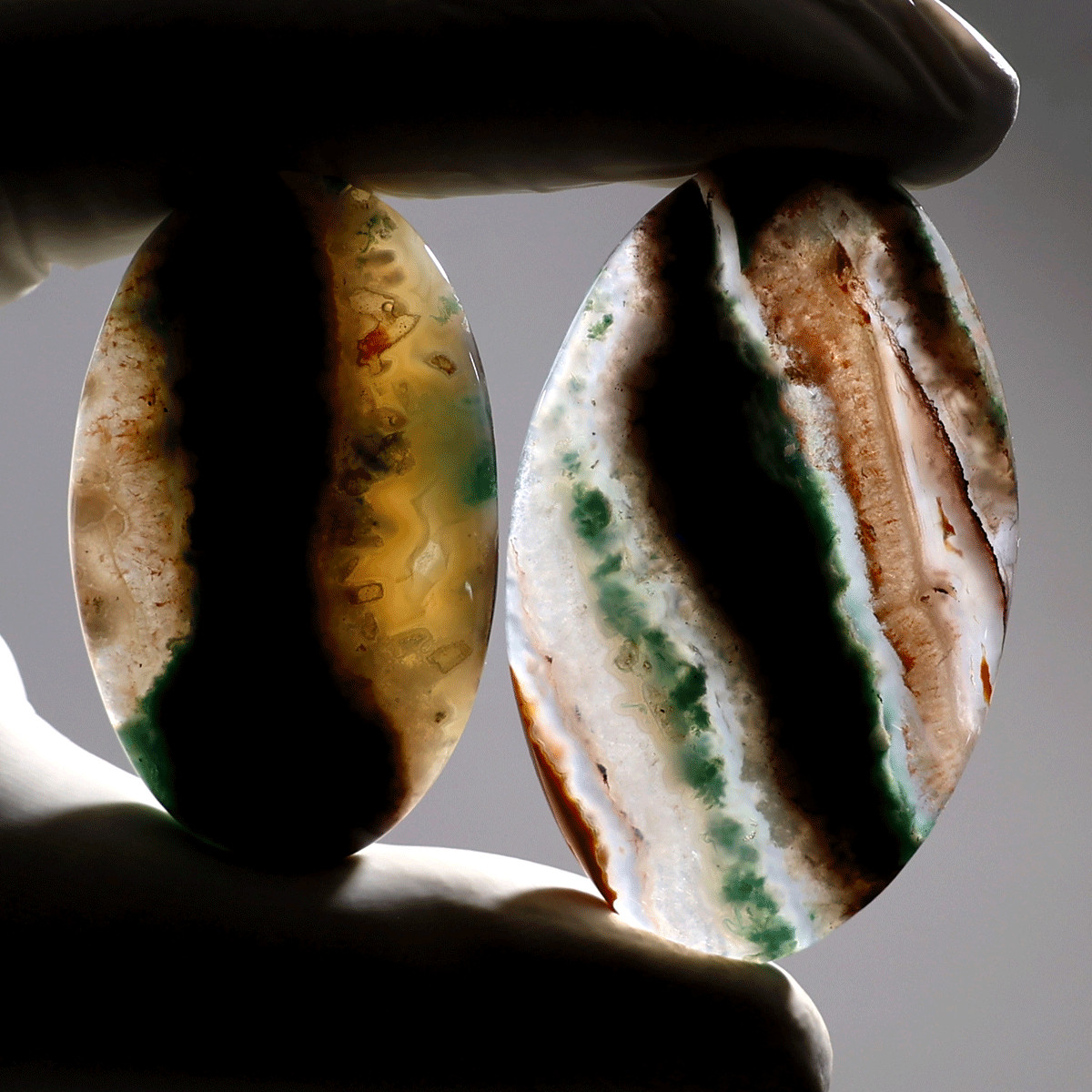 Mineral Landscape~ 2 PC Natural Aquaprase Rare Chalcedony Crystal Palmstone Set
