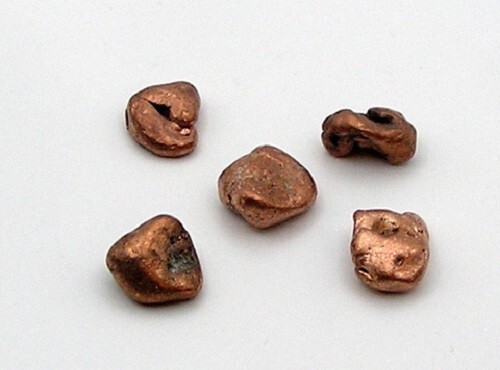 Native Natural Copper Nuggets, Caledonia Mine, Michigan, 5 Pieces, .573 Ounces