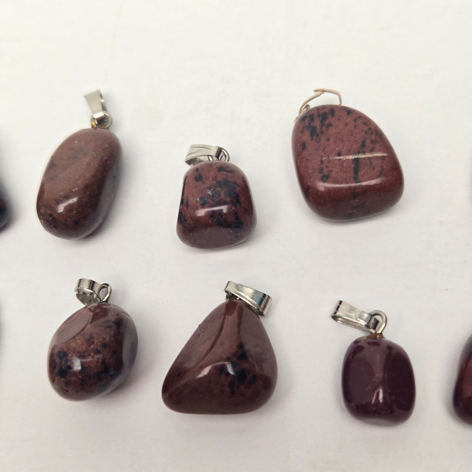 Lot 20 Mahogany Obsidian Tumbled Stone Pendants Natural Polished Rock Jewelry