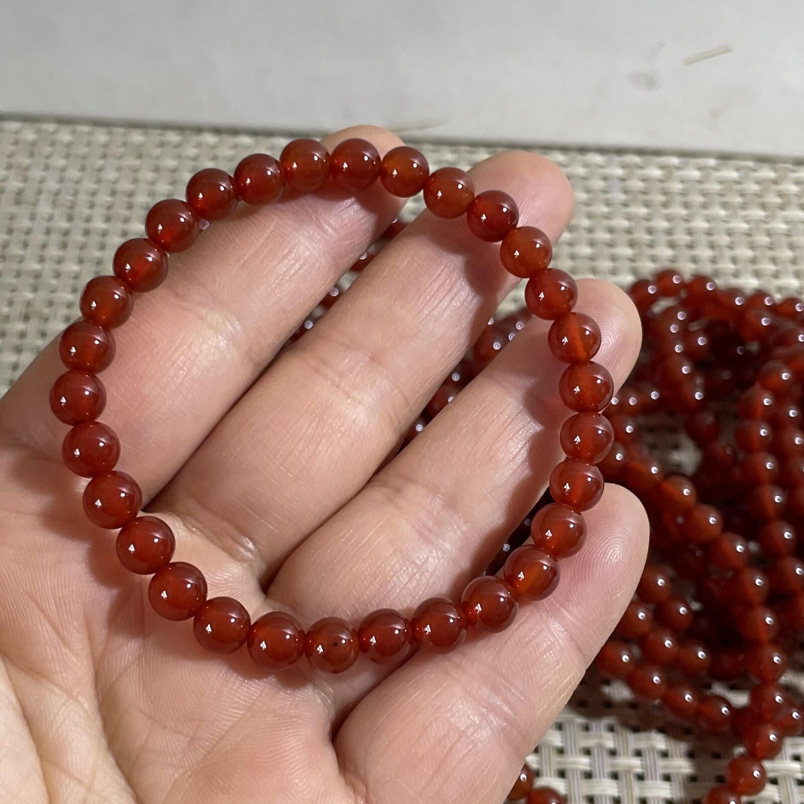 Wholesale 5 Pcs red agate stone 6mm Quartz Crystal Stretch Bracelet
