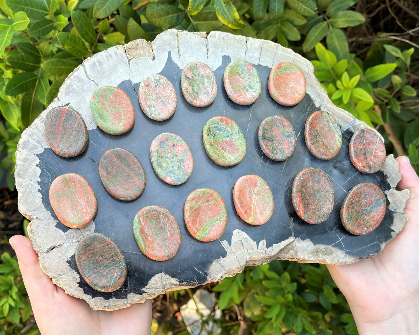 Unakite Worry Stone (Smooth Polished Pocket Gemstone, Unakite Palm Stone)