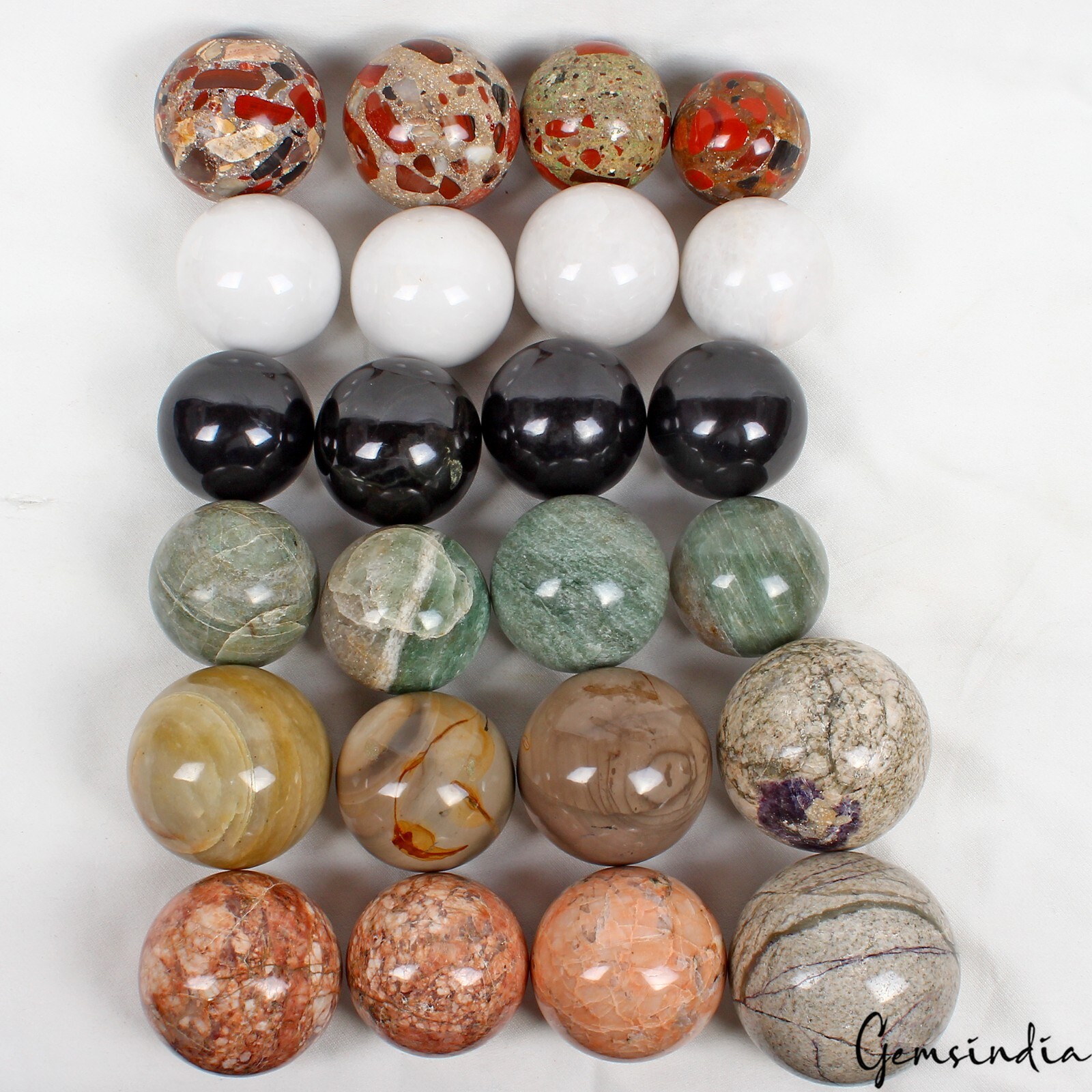 7 Kilo Natural Multi Gemstones Crystal Healing Ball /Sphere Wholesale Lot~ 24 Pc