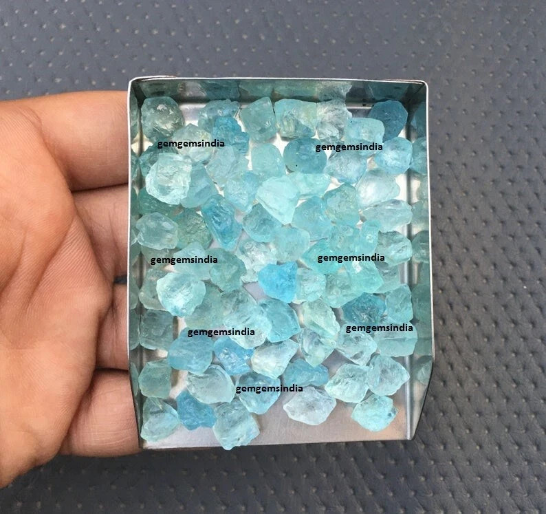 Fabulous Blue Aquamarine 25 Pieces Raw Size 8-12 MM Aquamarine Rough Stone