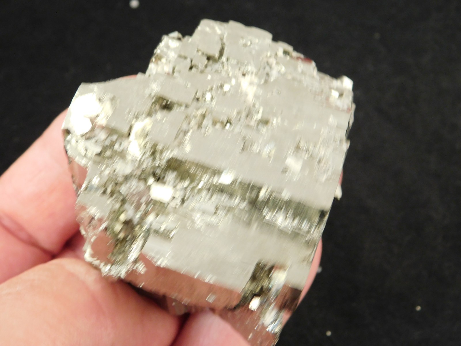 LARGER 100% Natural STEPPED PYRITE Crystal CUBE Cluster Huanzala Mine Peru 317gr
