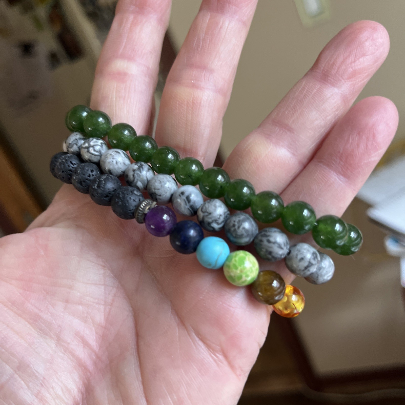 Random lot of assorted crystals and minerals and bracelets/ 1 Beaded Strand