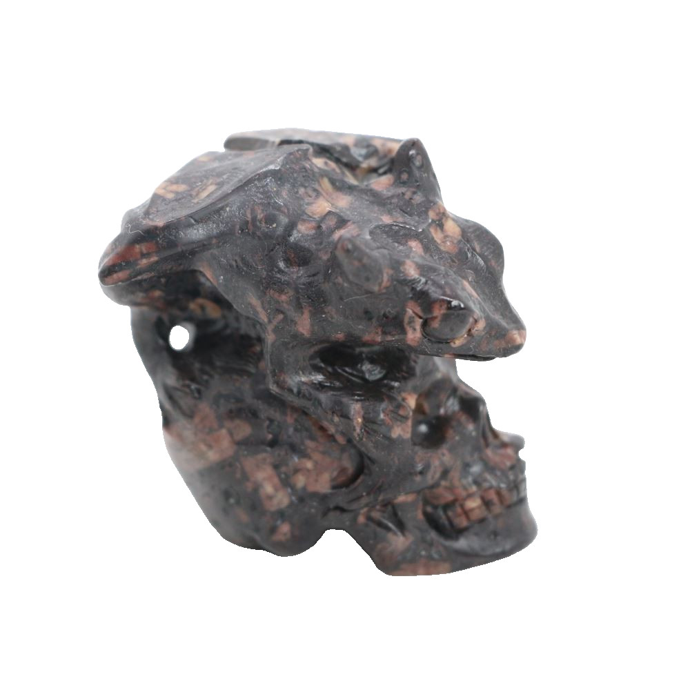 1.8″ PLUM FLOWER STONE Carved Dragon Crystal Skull Realistic Crystal Healing