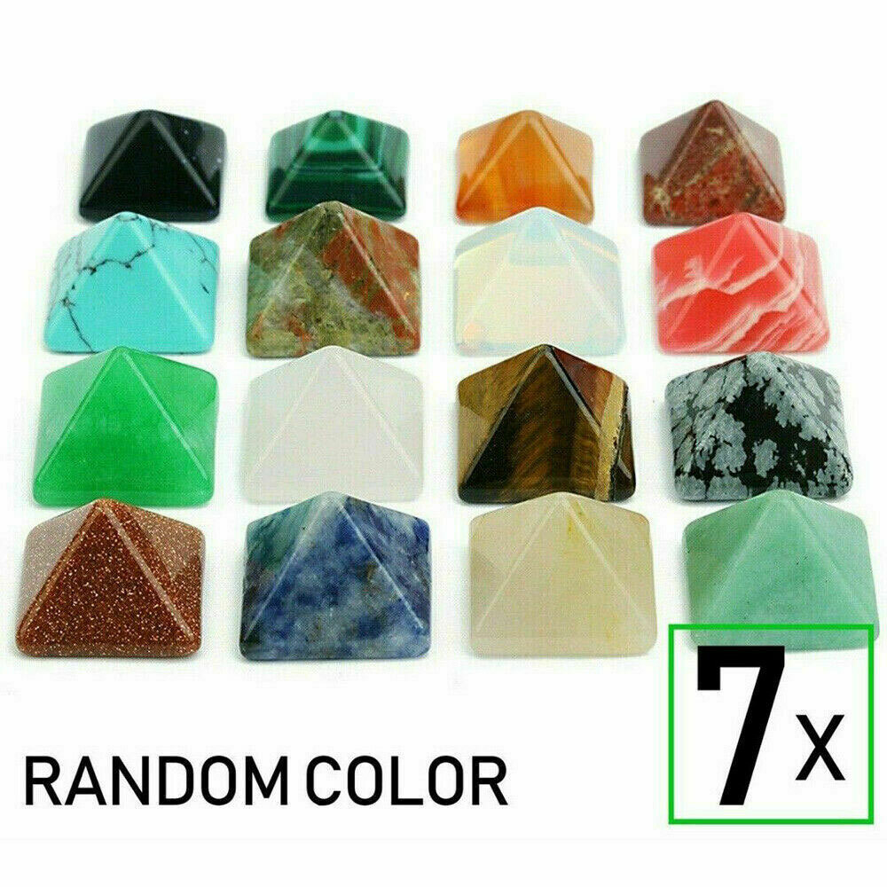 Lot 7Pc Pyramid Gemstone Natural Stone Crystal Quartz Healing Point Chakra Set
