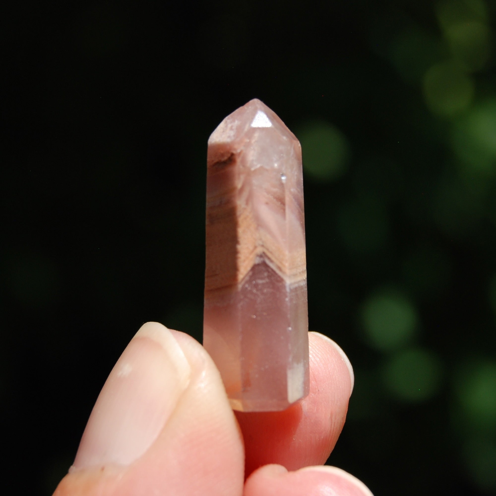 1in RARE Pink Lithium x Amphibole Quartz Crystal Mini Tower, Bahia, Brazil d19