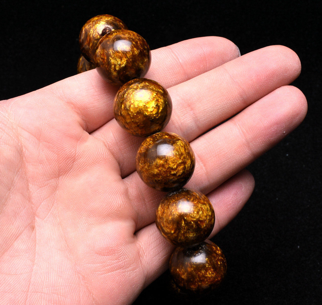 Genuine Golden Black Coral Sea Willow Bracelet Beads 18MM