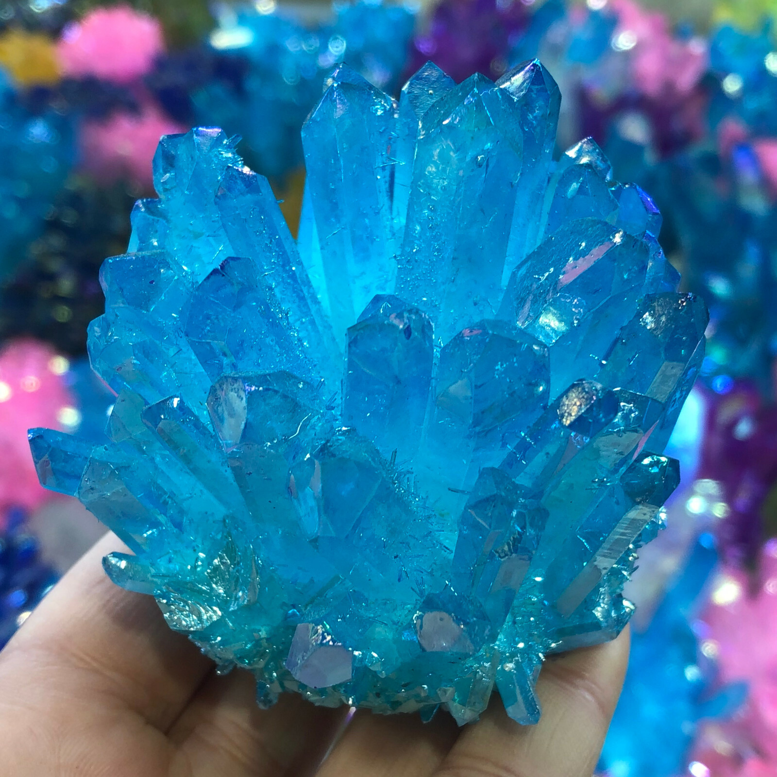 300g+ Titanium Blue Crystal Natural Quartz Cluster Specimen Healing 1pc