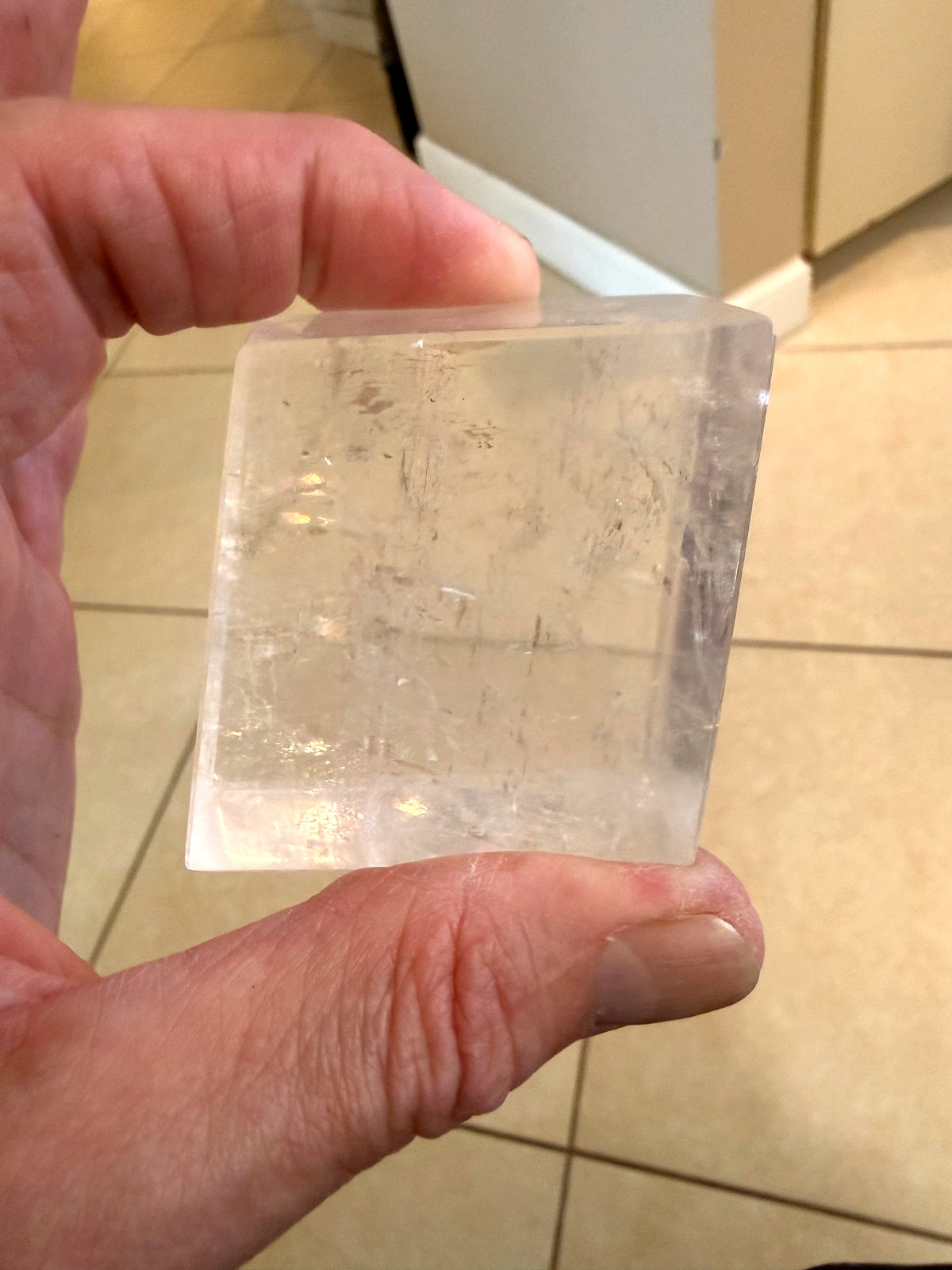 Calcite Rhombus Translucent Crystal Gemstone Cube Specimen 000