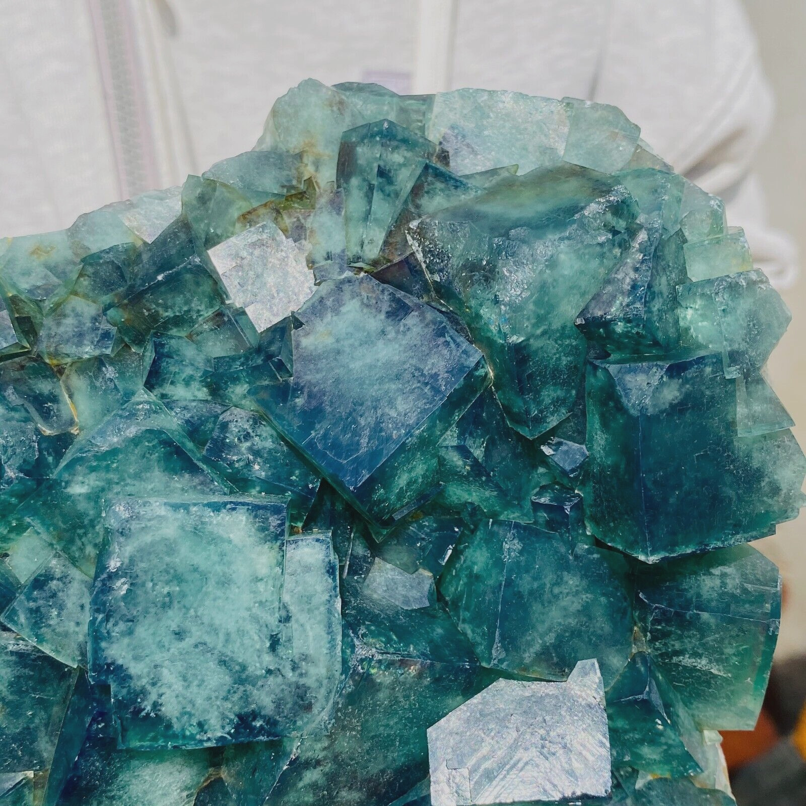 6070g Large Raw Natural Green Fluorite Cubic Crystal Cluster Rough Specimen