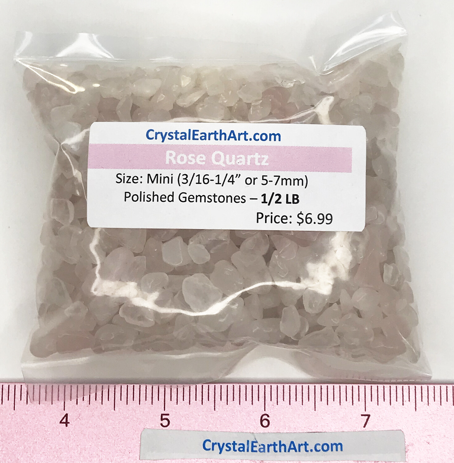 Quartz Rose polished Mini ( size 3/16″ to 1/4″ or 5-7mm) 1/2 lb