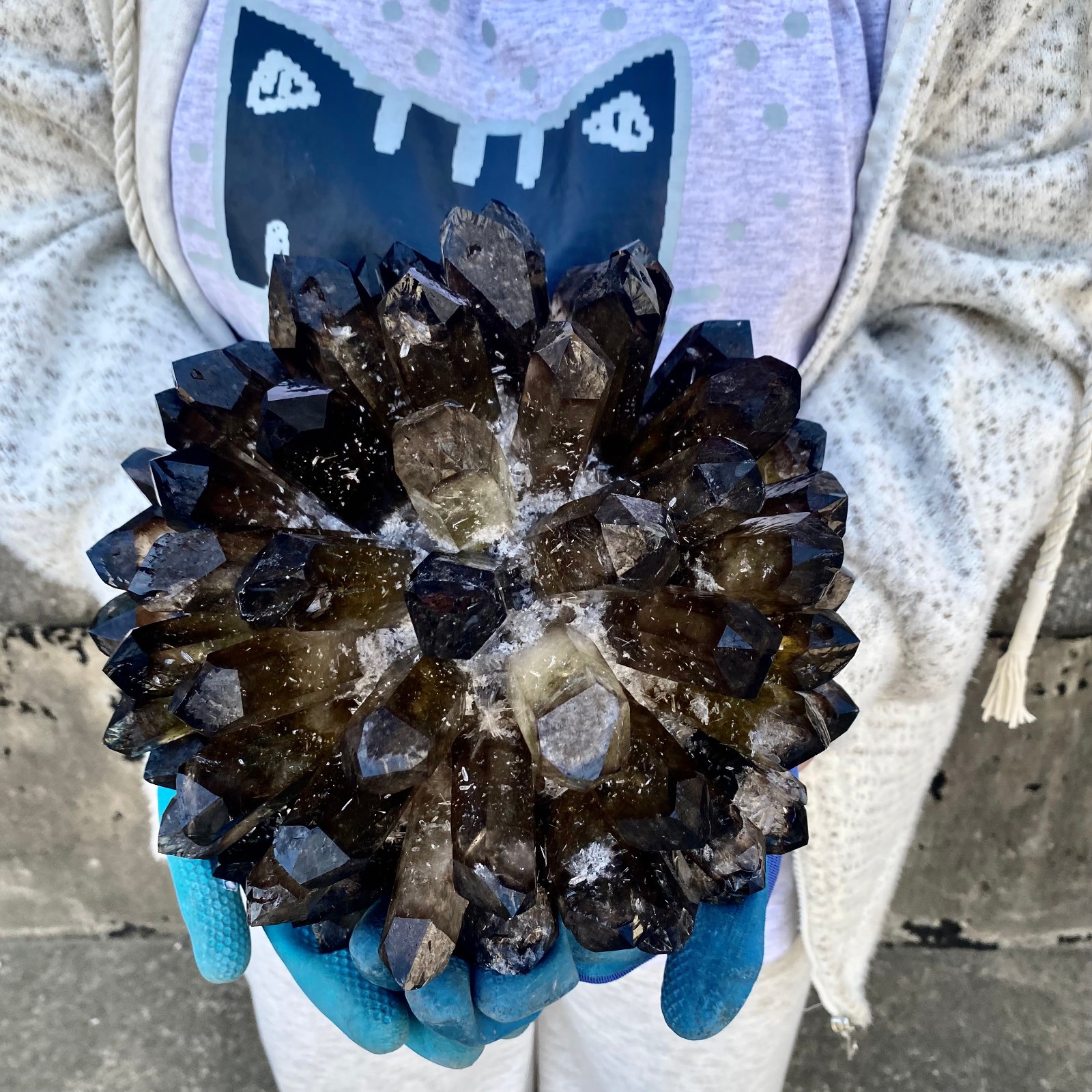 13.27LB New Find black Phantom Quartz Crystal Cluster Mineral Specimen Healing