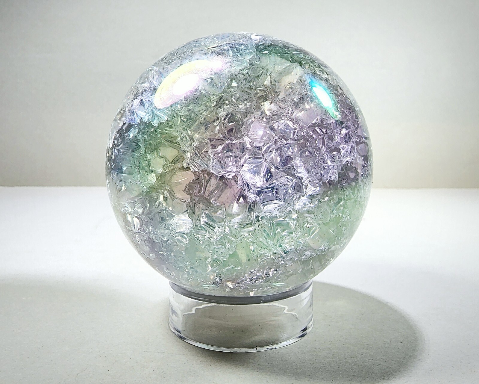 Crackle Aurora Crystal Ball, 80mm Aurora Glass Ball, Curiosities, 3.15 inch