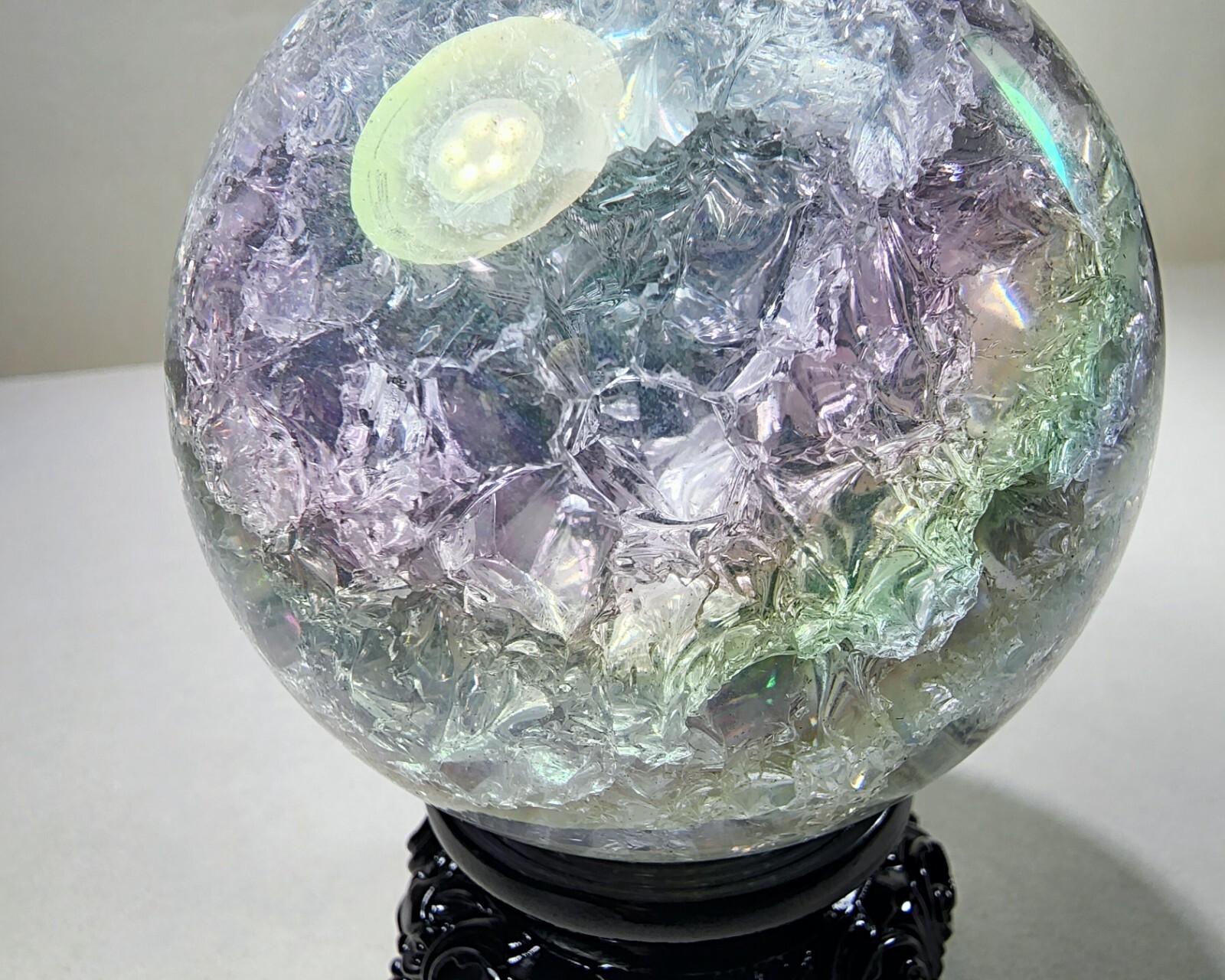 Crackle Aurora Crystal Ball, 80mm Aurora Glass Ball, Curiosities, 3.15 inch