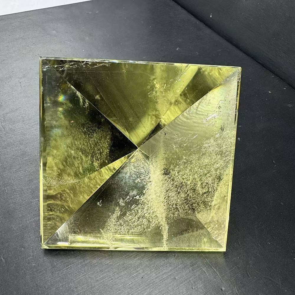 320g Natural Citrine Quartz Carved Pyramid Crystal Reiki Healing Decor