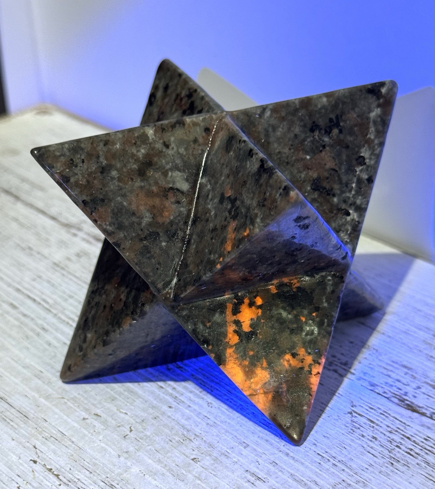 Yooperlite Merkaba 3.75” Natural Stone Carving UV Reactive