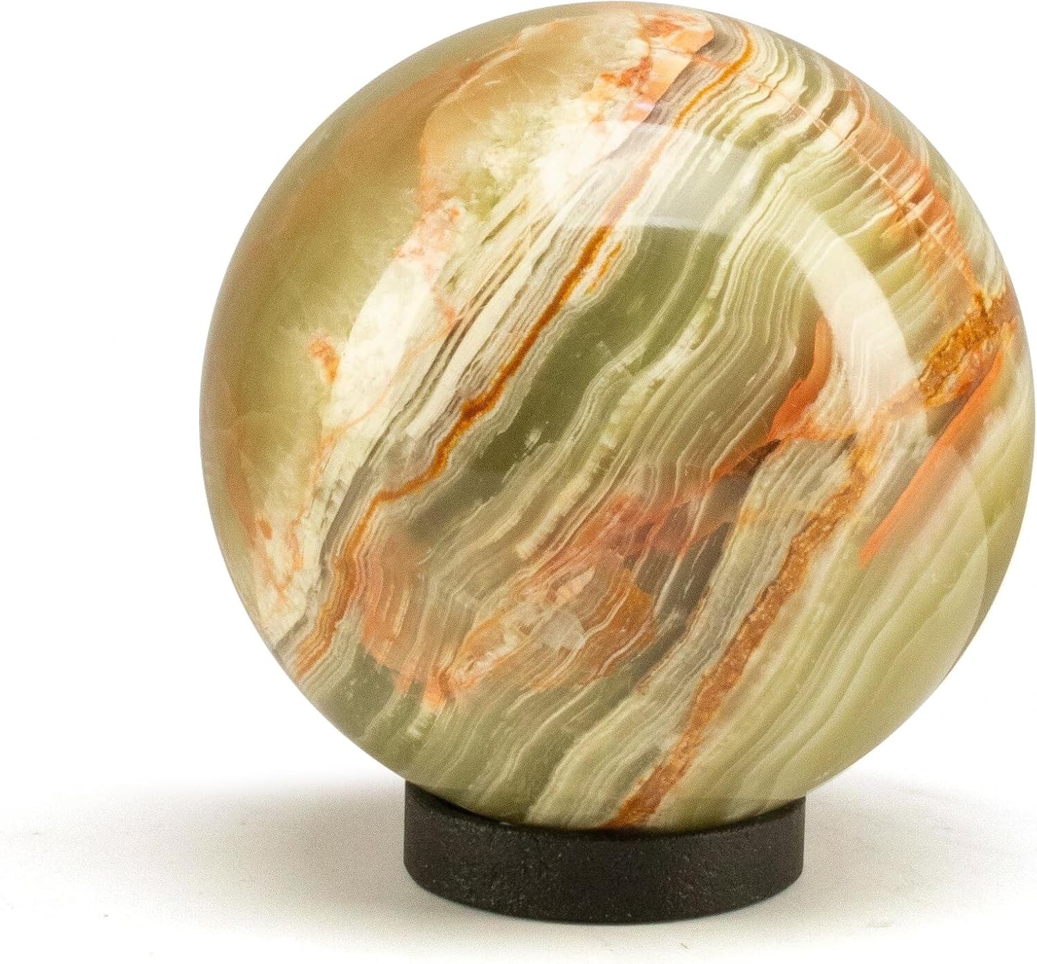 3″ Green Onyx Sphere – Hand-Carved in Pakistan, Elegant Décor, No Stand