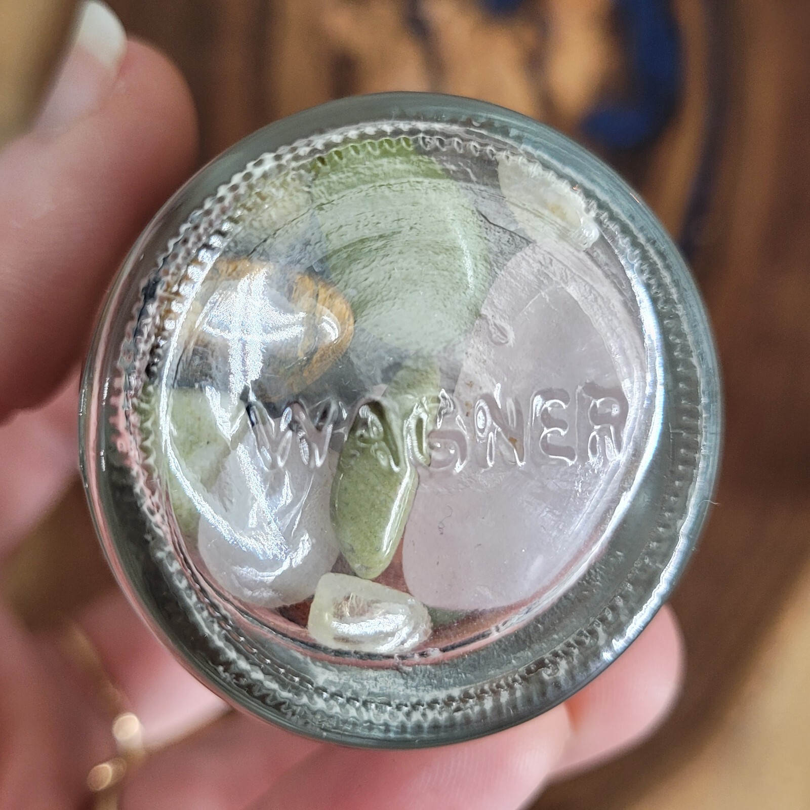 4oz Mixed Crystal Tumbles/Chips in Apothecary Vintage Glass Jar Wagner Spice