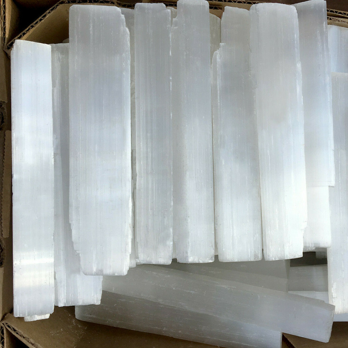 10 ” Selenite Logs XL Natural Crystal Sticks Rough Wands BULK 5 lb LOT Wholesale