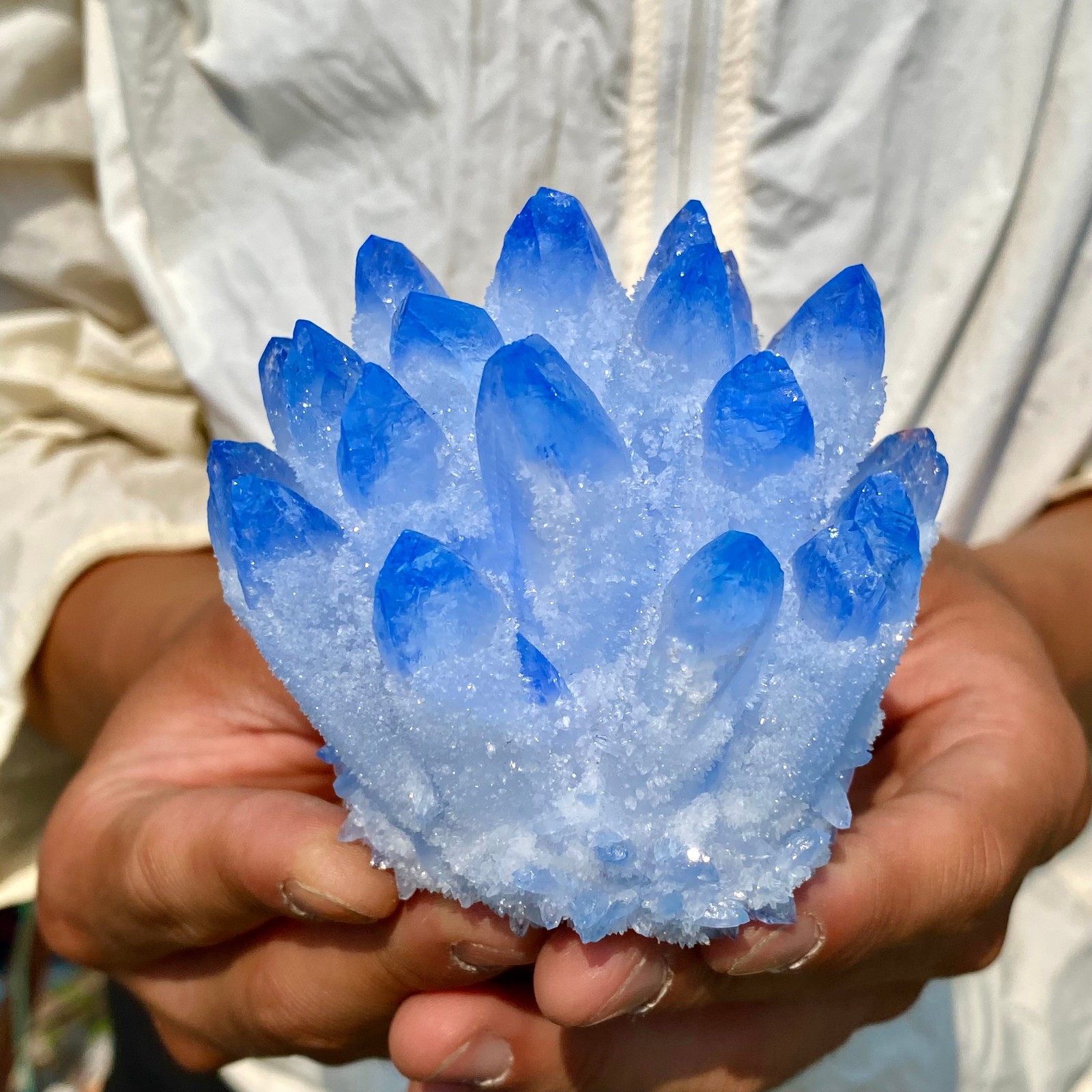 454G Newly discovered blue crystal cluster flower shaped mineral specimen