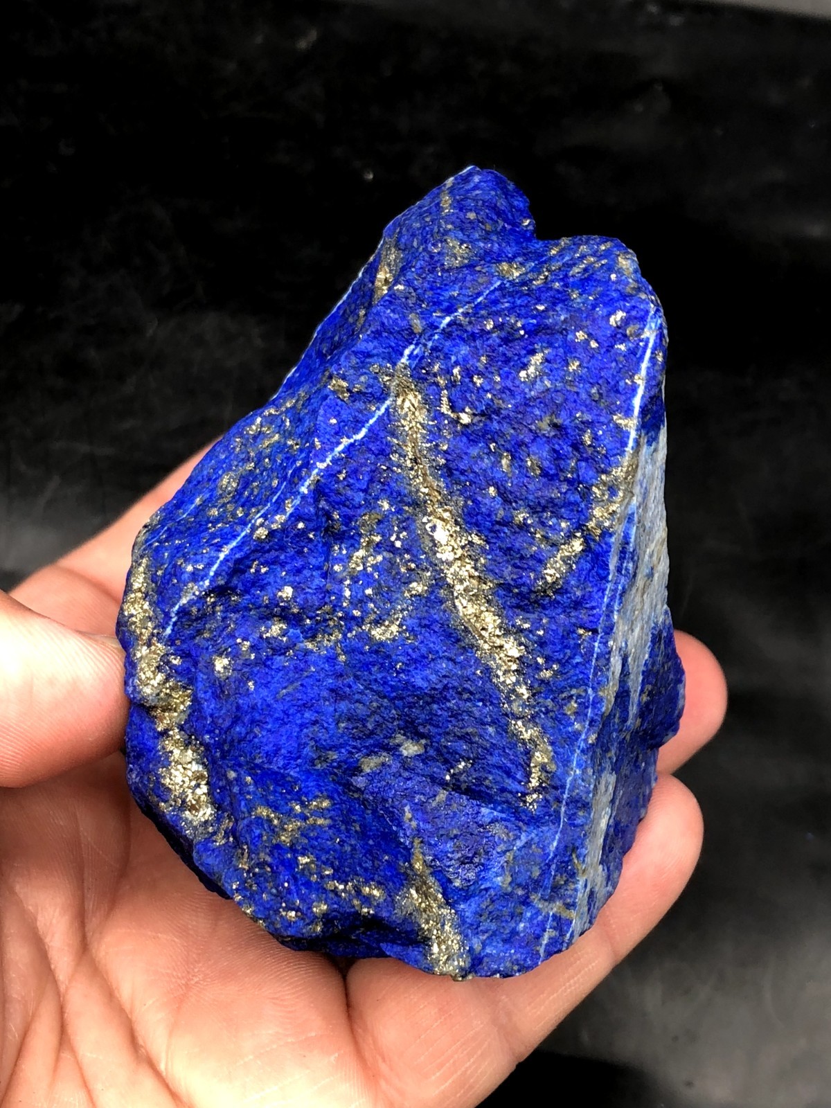 Natural Lapis Lazuli Rough 80mm Royal Blue Pyrite Crystal Mine Stone 564g J9…2