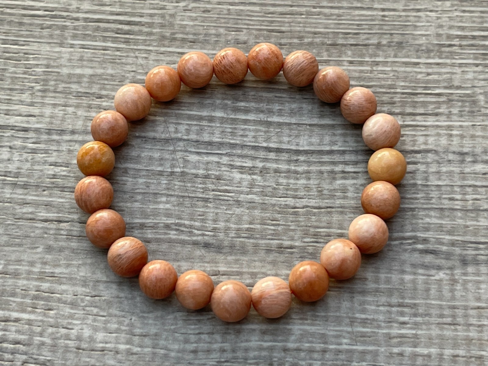 Sunstone Crystal Bead Bracelet 8mm, Genuine Sunstone Opaque Gemstone Bracelet