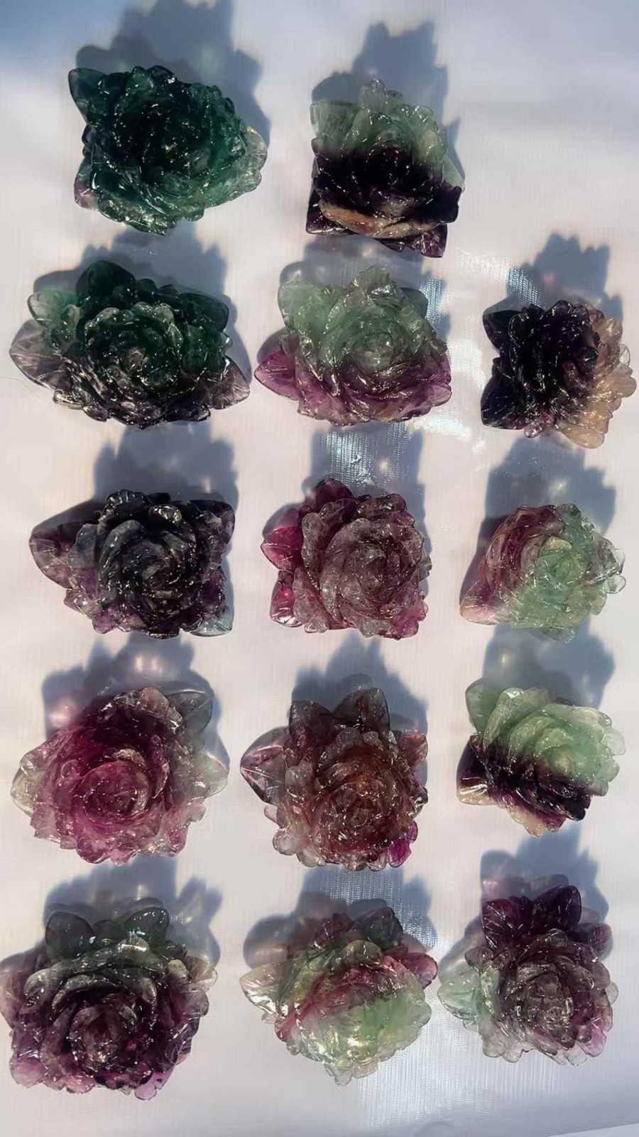 1PC Natural Color Fluorite Quartz Carved Peony Flower Skull Crystal Reiki gift