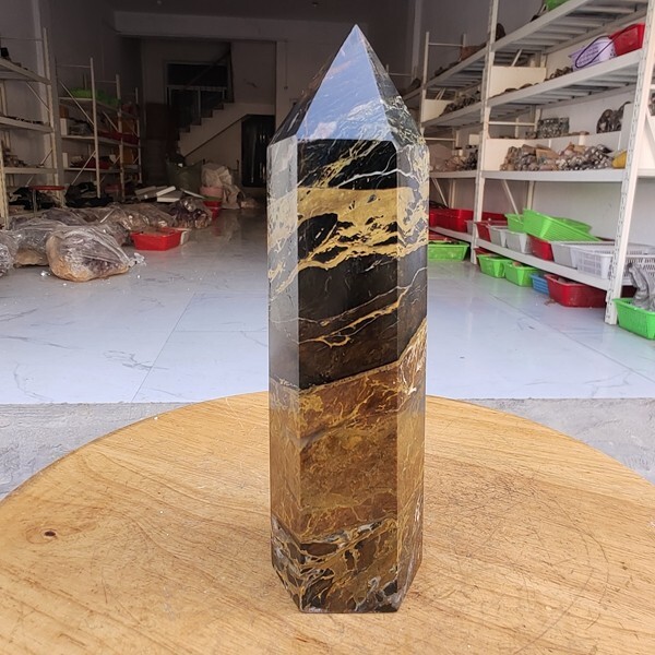 735g WOW! Natural Rare Pietersite Crystal Obelisk Quartz Tower Point Healing