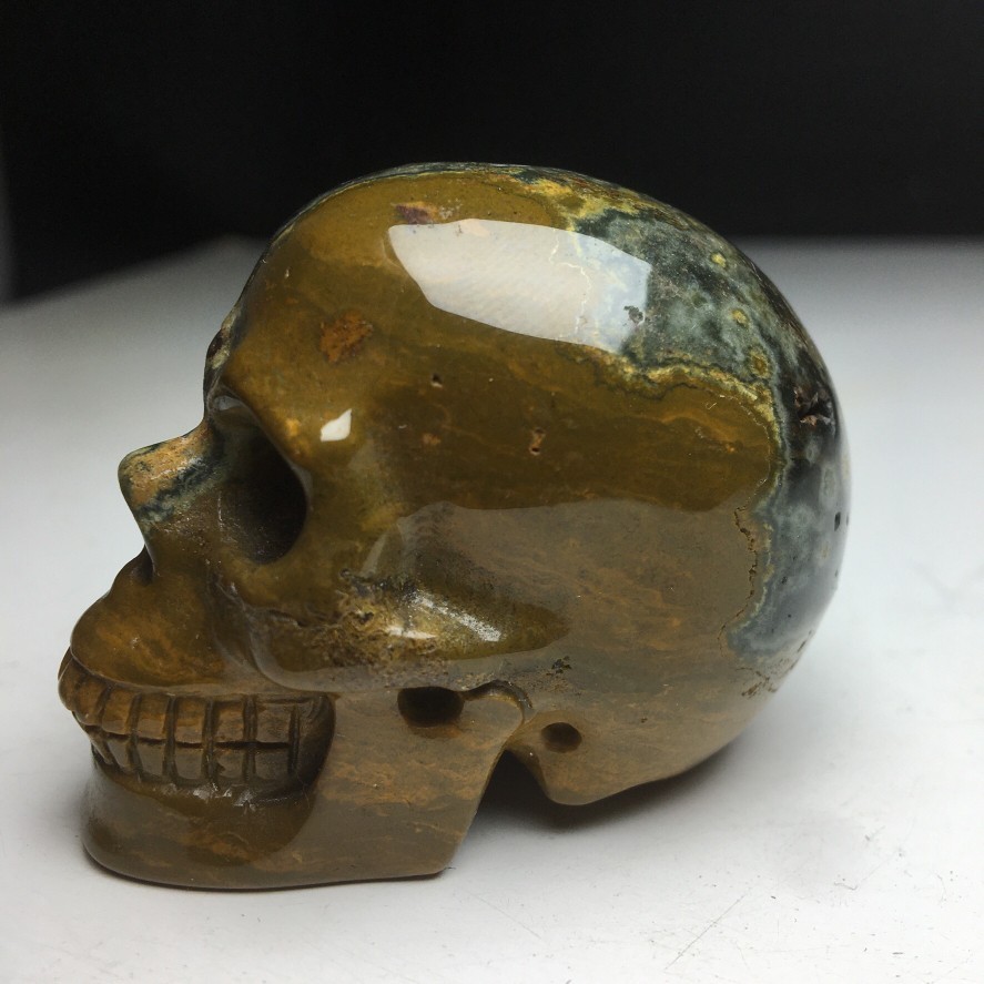 2.0″Natural Crystal Mineral Specimen.Ocean Jasper.Hand-carved SKULL.Statue.CH