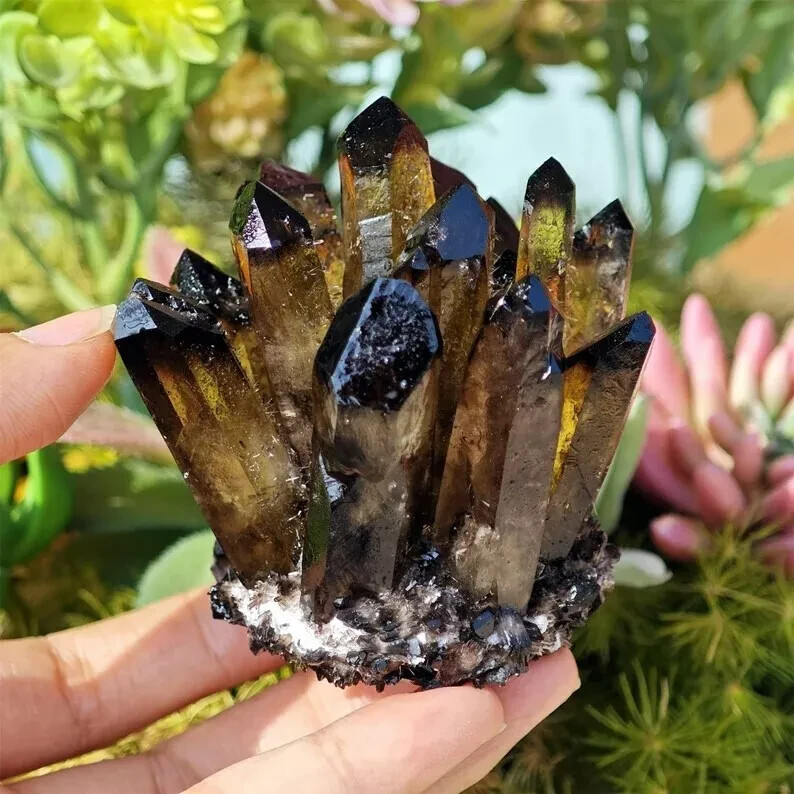 2025New Find Large Smoky Quartz Crystal Cluster Healing Crystal Decor 350-400G