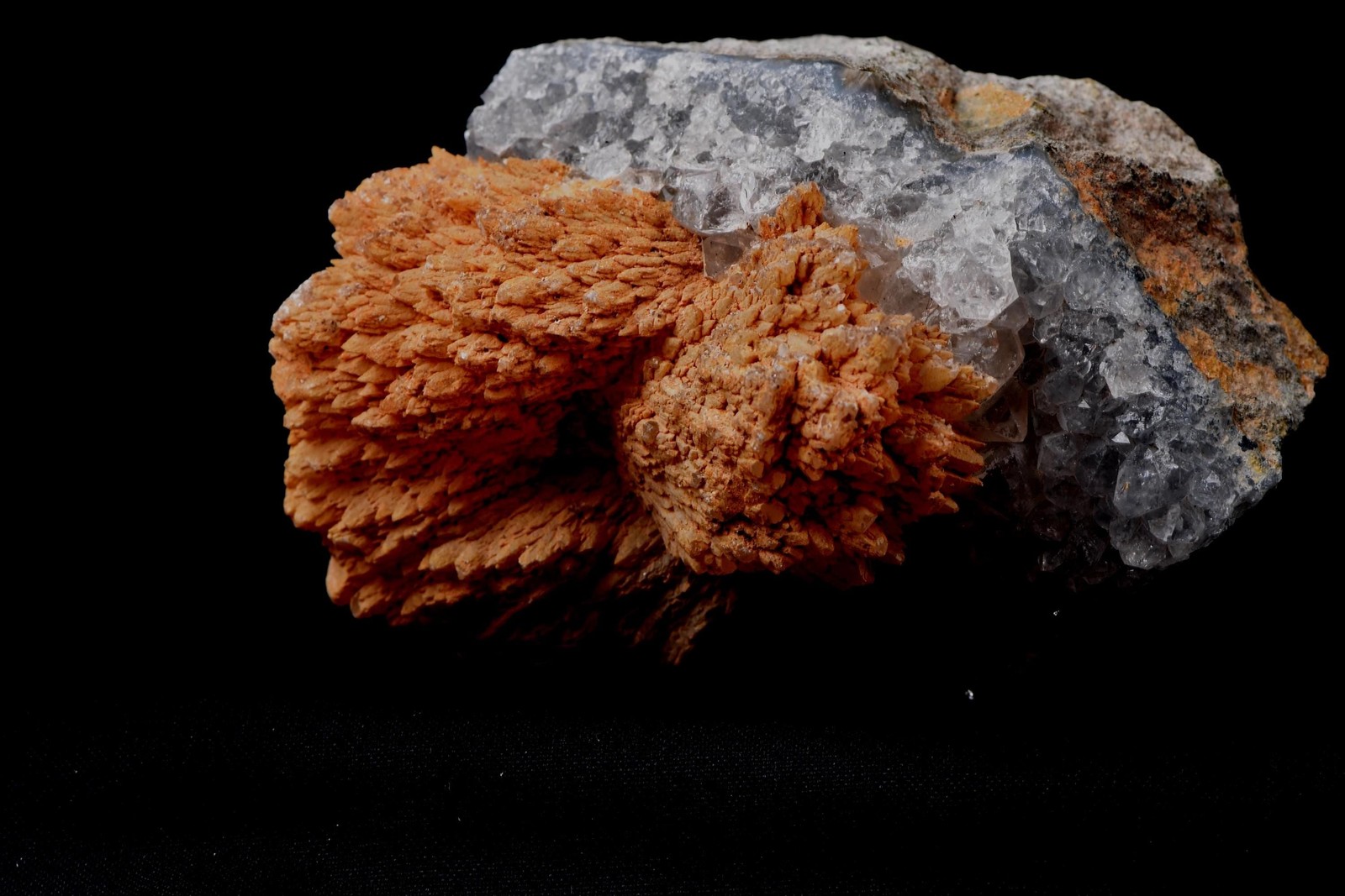 Peach stilbite flower on quartz helps with psychic knowing and intuition #8182