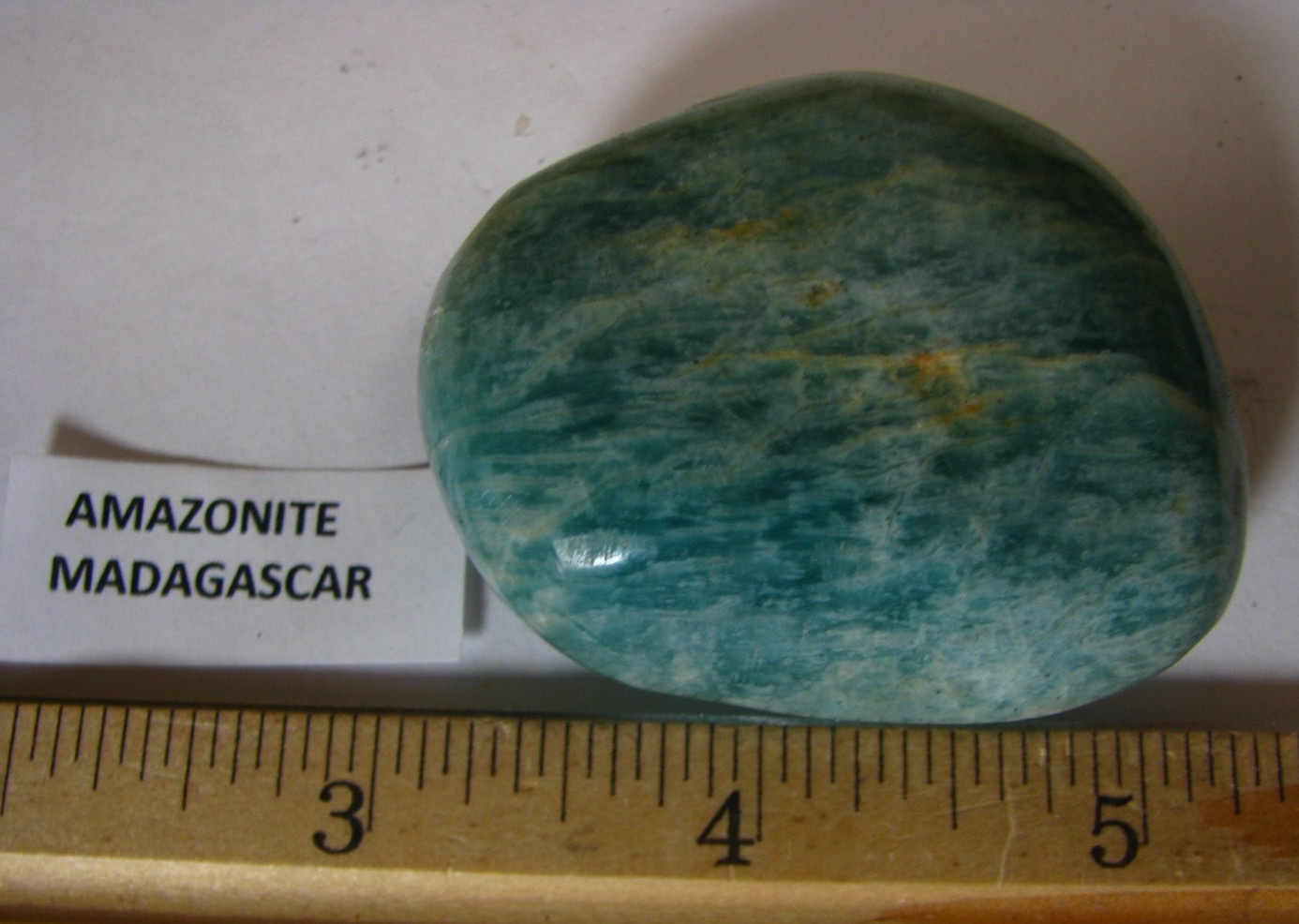 3oz 2.1 x 1.6 x .9nch AQUA AMAZONITE PALM STONE GREAT COLOR MADAGASCAR #033