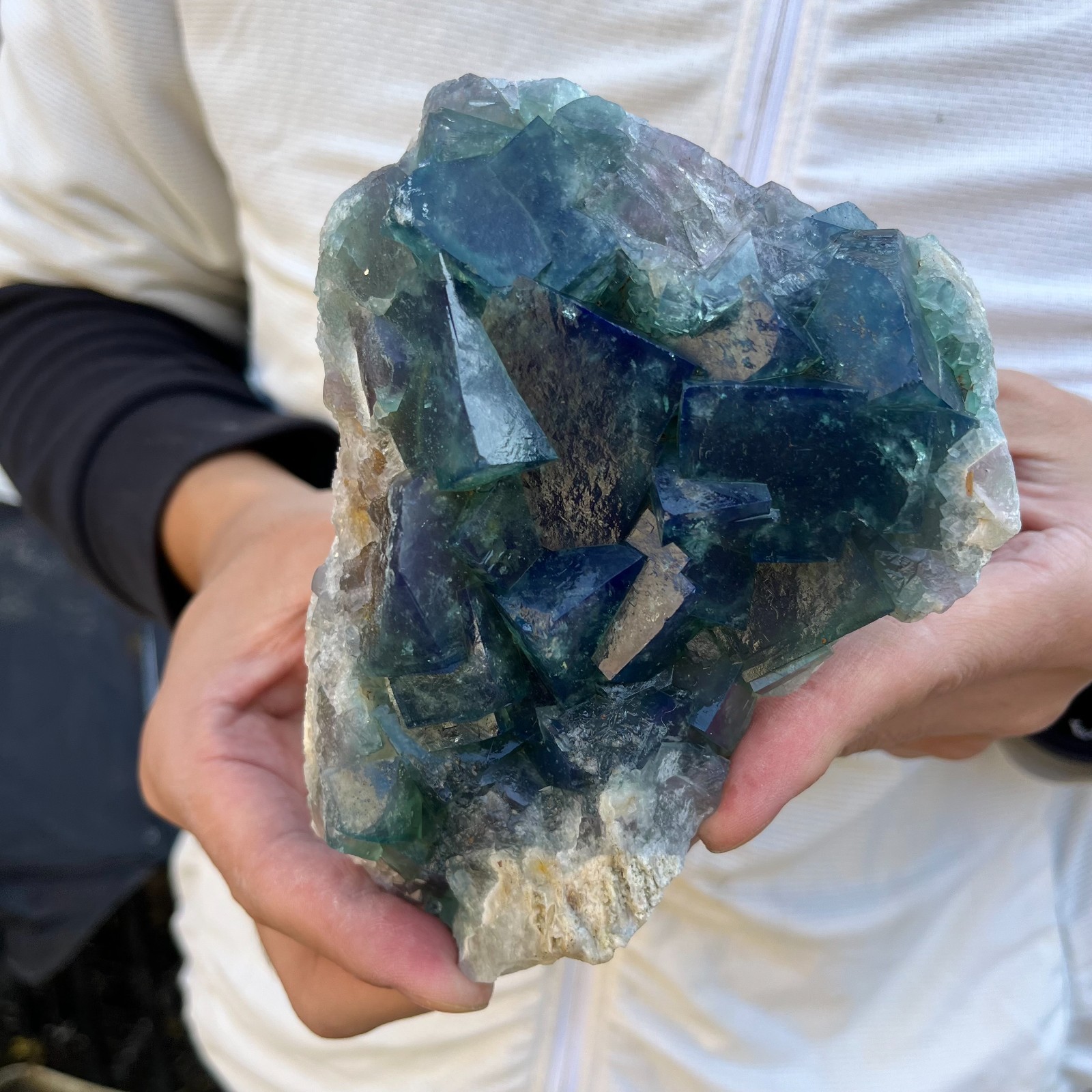 2.2lb Natural cubic green fluorite crystal cluster rough mineral specimen