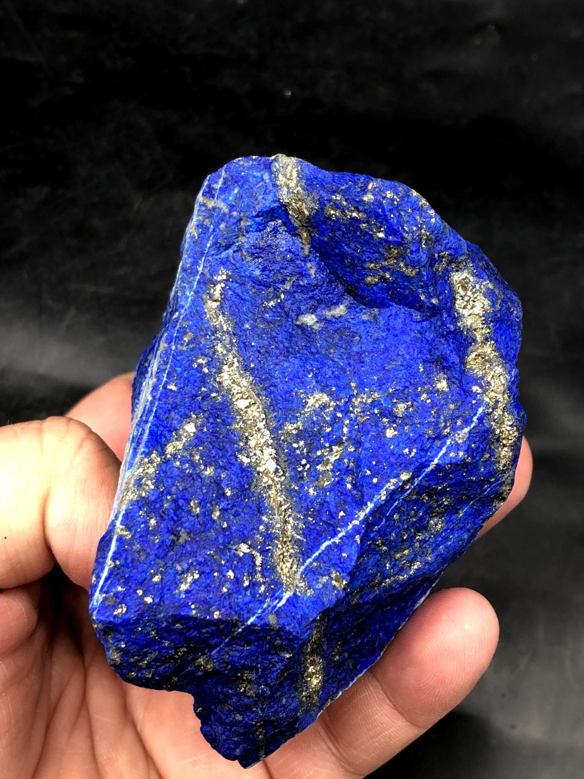 Natural Lapis Lazuli Rough 80mm Royal Blue Pyrite Crystal Mine Stone 564g J9…2