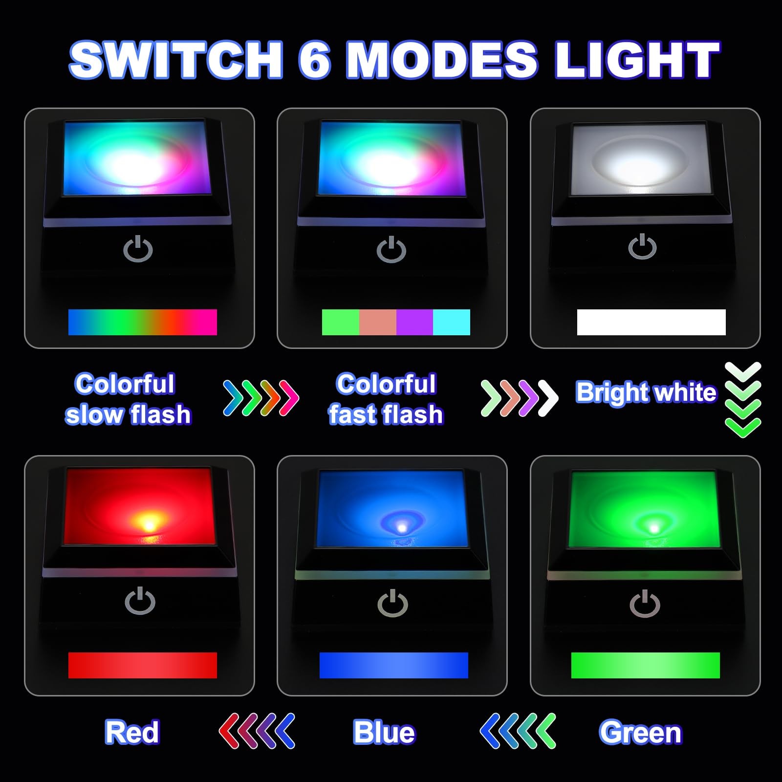 LED Light Base Non-Slip Square Display Stand, LED 6 Lighting Mode Multicolor …