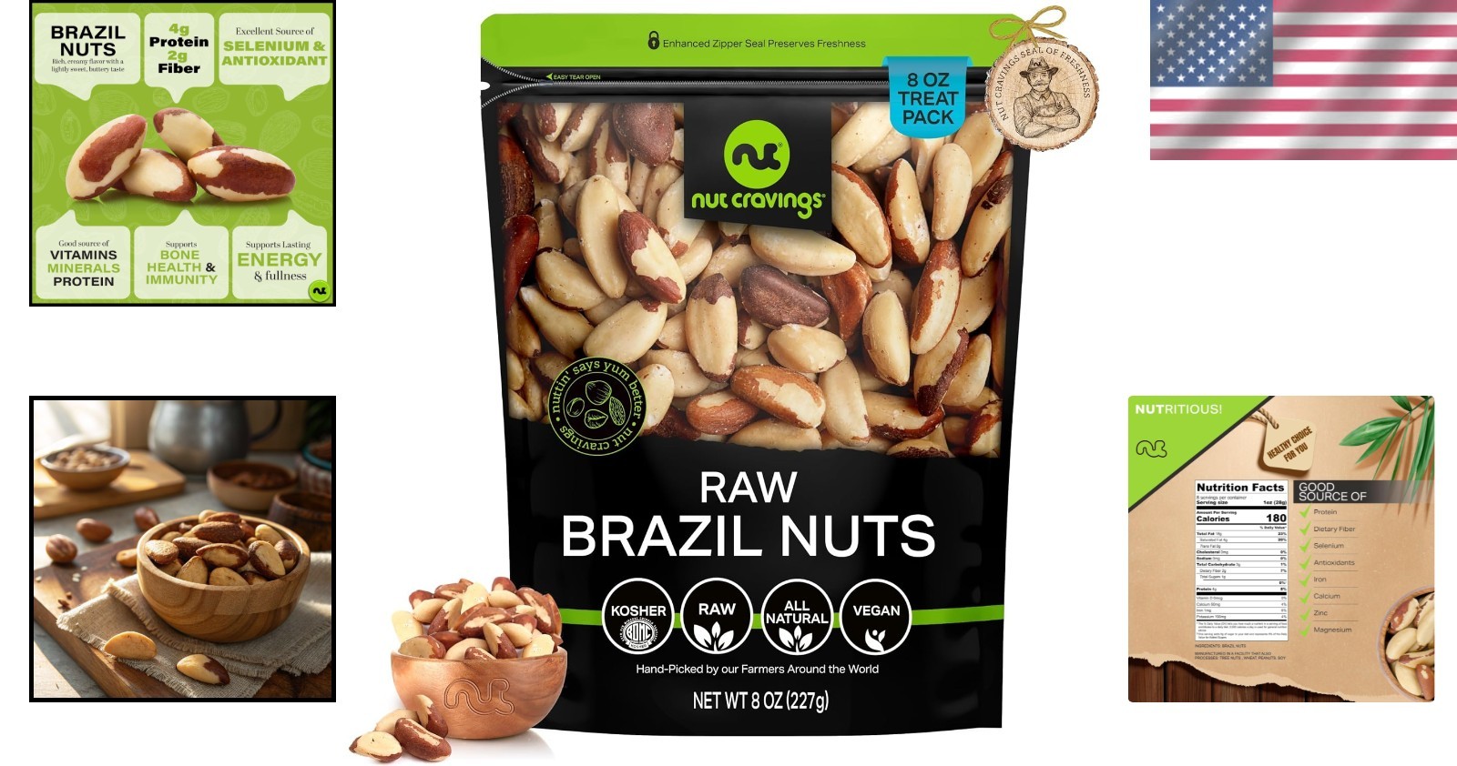 Kosher Raw Brazil Nuts – 8oz Resealable Bag for Freshness & Flavor
