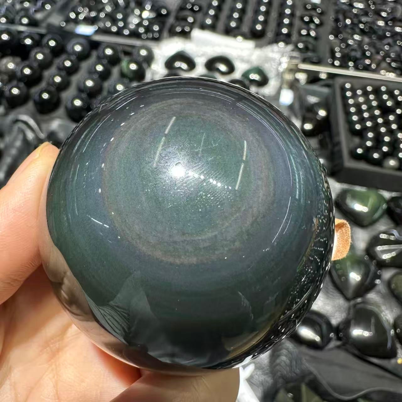 1pc Natural Rainbow Obsidian Quartz Carved Sphere Crystal Ball Reiki Decor