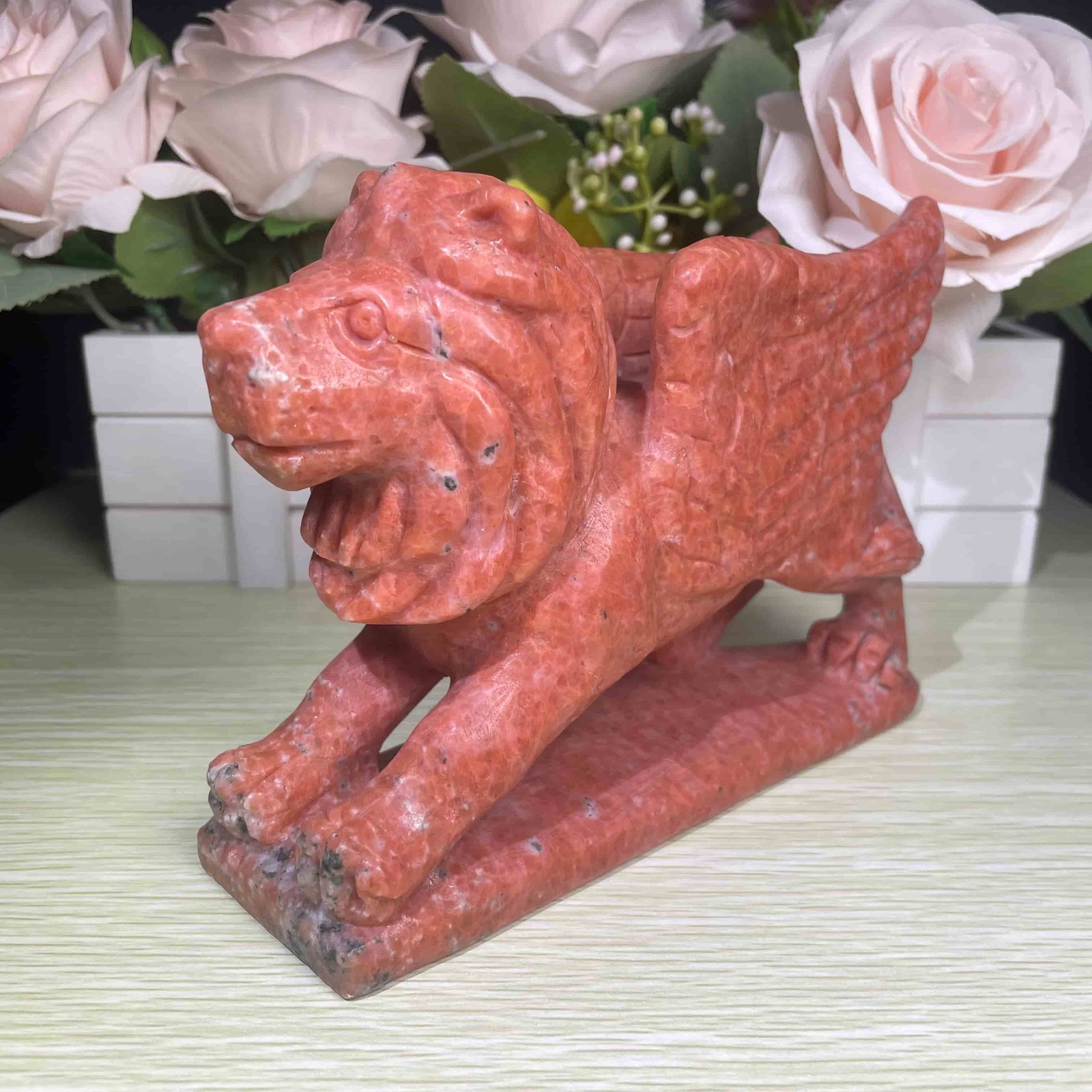 2.9LB 6.2” Natural Sun Stone Lion Cross Ornament Quartz Crystal