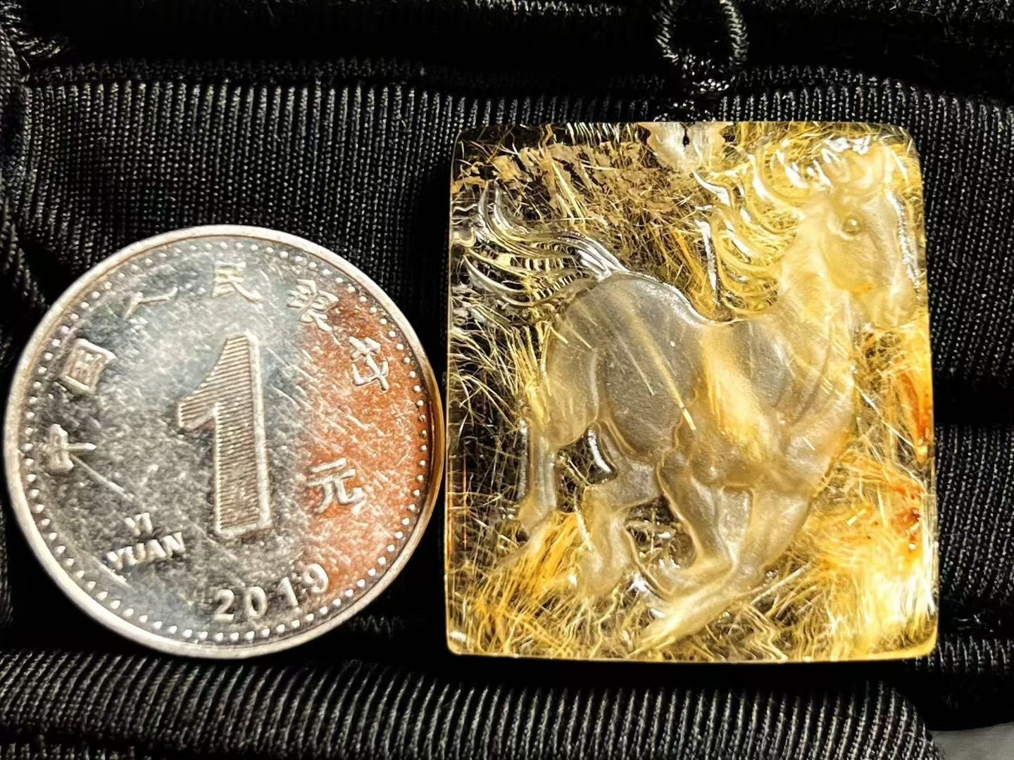 28*25*7mm Natural Gold Rutilated hair Crystal Quartz pendant reiki healing gift